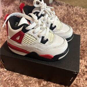 Jordan Retro 4 size 6c White and Fire Red Sneakers